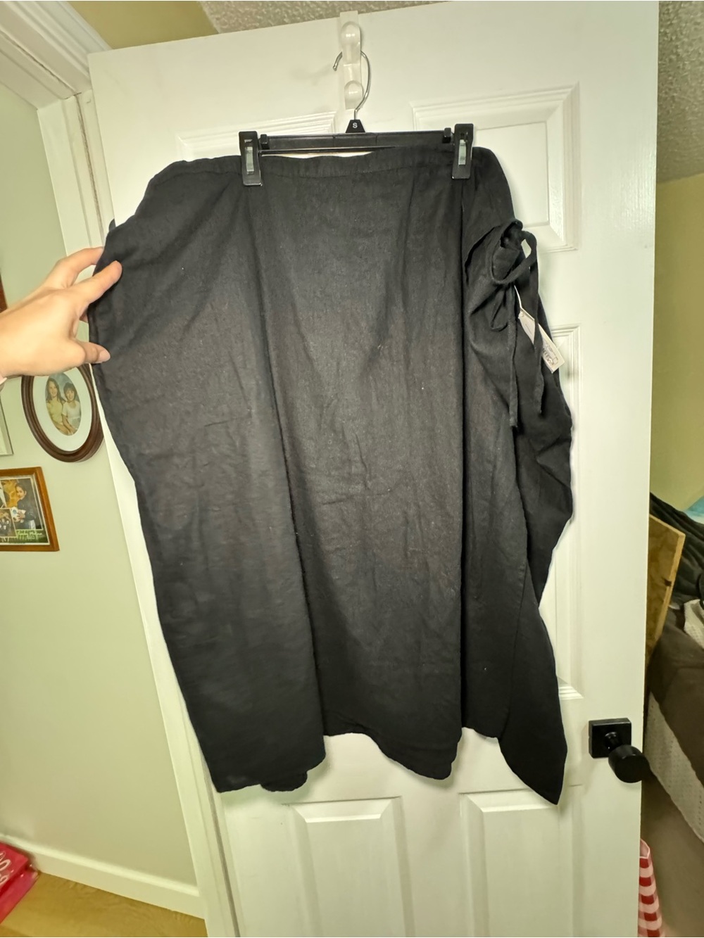 A New Day Black Linen Blend Midi Wrap Skirt Size 4X NWT